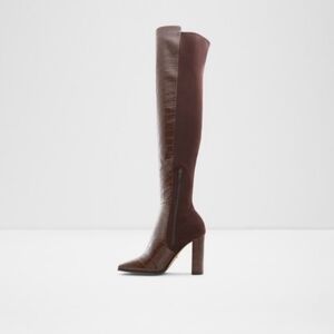 Aldo Crocodile Rich Brown Over-the-Knee Boots-brand new